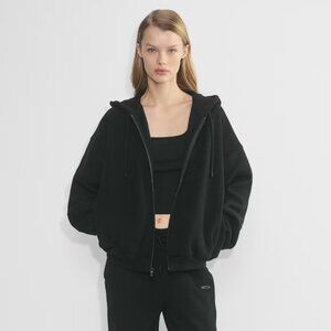 Aritzia Cozy Sweatfleece Mega Zip Hoodie - Black, Size XS